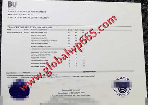 buy Bournemouth University transcript