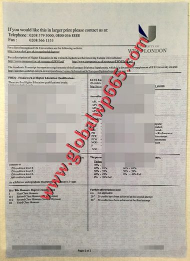 buy University of West London transcript