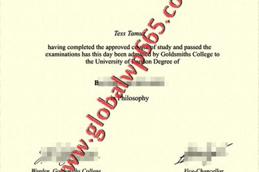 Goldsmiths University of London degree certificate