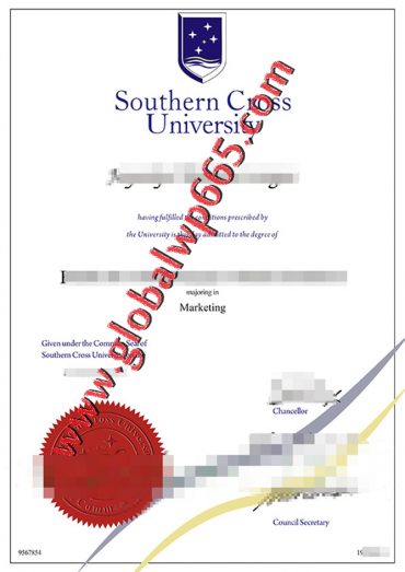 Southern Cross University degree certificate